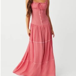 Frankies Bikinis - Christabelle Ruffle Maxi Dress - Ladybug Gingham - NWT